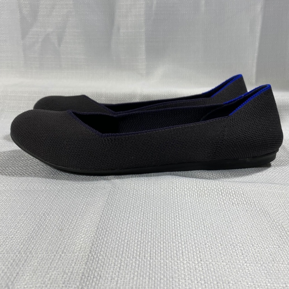 Rothys The Flat Black Solid Rounded Toe Ballet Flats Womens 7.5 Sustainable - Picture 5 of 7